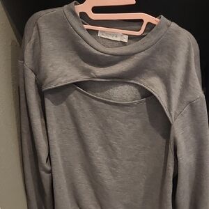 Gray Cutout Sweatshirt